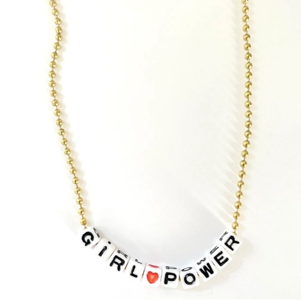 Gunner & Lux Gold Beaded Necklace with 'Girl Power' Beads